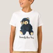 Black Teddy Bear-Butterfly T-shirt voor jongens (Voorkant)