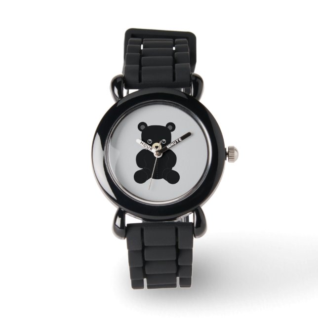 Black Teddy Bear horloge (Voorkant)