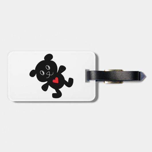 Black Teddy Bear Love Bagagelabel (Achterkant horizontaal)