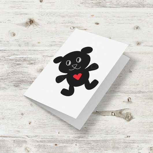 Black Teddy Bear Love Kaart