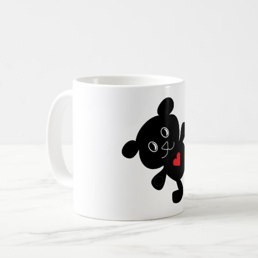 Black Teddy Bear Love Koffiemok (Voorkant links)