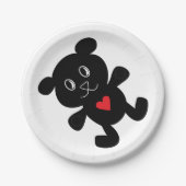Black Teddy Bear Love Papieren Bordje (Voorkant)