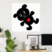 Black Teddy Bear Love Poster (Thuiskantoor)
