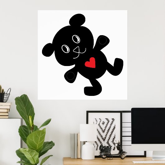 Black Teddy Bear Love Poster (Thuiskantoor)