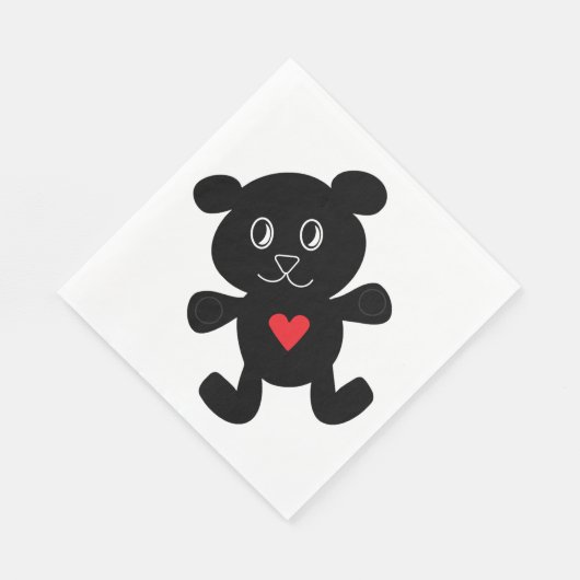 Black Teddy Bear Love Servet (Hoek)