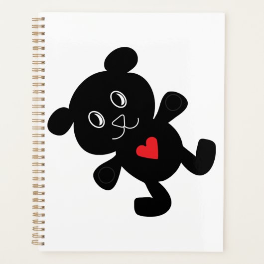 Black Teddy Bear Love Spiral Planner (Voorkant)