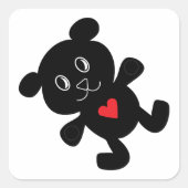 Black Teddy Bear Love Vierkante Sticker (Voorkant)