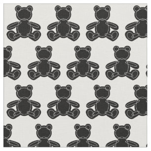 Black Teddy Bear Outline Fabric Stof