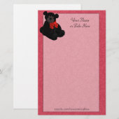 Black Teddy Bear Stationery Briefpapier (Voorkant / Achterkant)