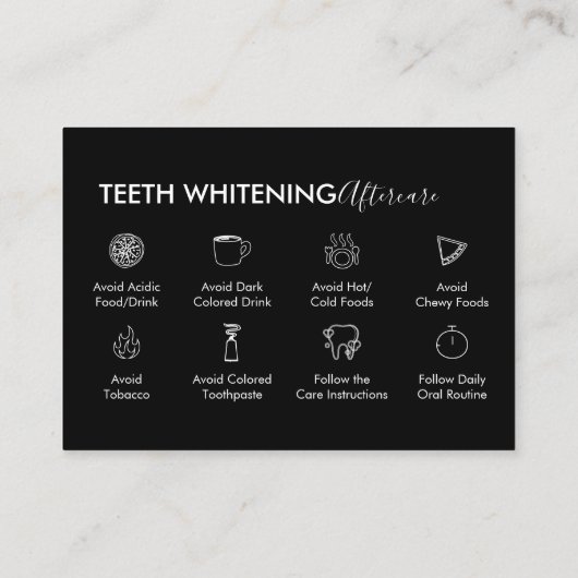 Black Teeth Whitening Nazorg Tips Bedankt Visitekaartje (Achterkant)