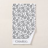 Black Tennis Rackets en Grey Balls H Bad Handdoek (Handdoek)