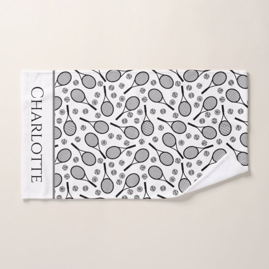 Black Tennis Rackets en Grey Balls H Bad Handdoek (Handdoek)