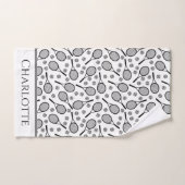 Black Tennis Rackets en Grey Balls  Handdoek (Handdoek)