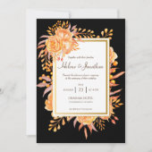 Black Terracotta Floral Elegant Rustic Wedding Kaart (Voorkant)