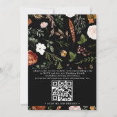 Black terracotta floral rustic qr code wedding kaart (Achterkant)