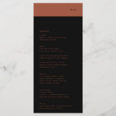 Black Terracotta Stripe Monogram Wedding Menu (Voorkant)