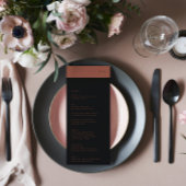 Black Terracotta Stripe Monogram Wedding Menu