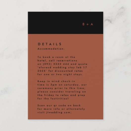 Black Terracotta Stripe RSVP Kaartje (Voorkant)