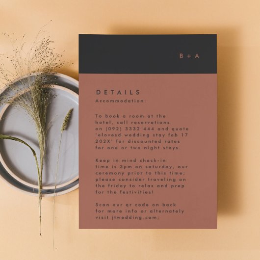 Black Terracotta Stripe RSVP Kaartje