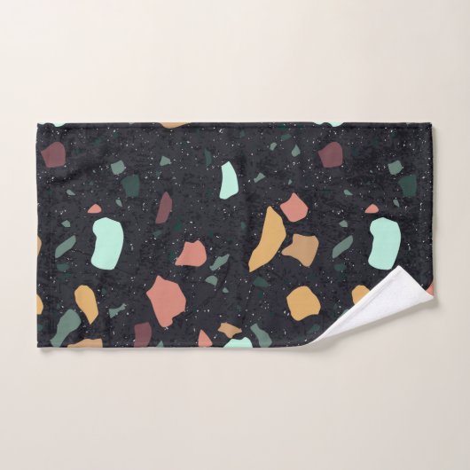 Black Terrazzo Pattern Bad Handdoek (Handdoek)