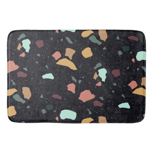 Black Terrazzo Pattern Badmat (Voorkant)