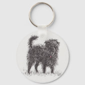Black Terrier Button Key ring Sleutelhanger (Voorkant)
