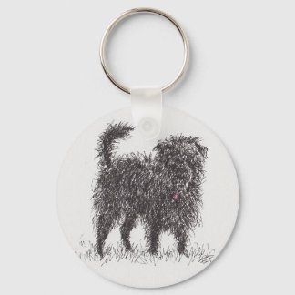 Black Terrier Button Key ring Sleutelhanger