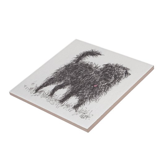 Black Terrier Ceramic Tile Tegeltje (Zijkant)