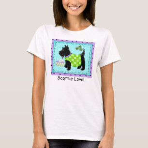 Black Terrier Dog Turquoise Paarse Scottie Love T-shirt