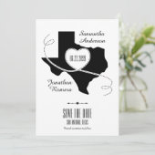 Black Texas Curling Ribbon Save the Date (Staand voorkant)