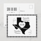 Black Texas Curling Ribbon Save the Date Briefkaar Briefkaart (Voorkant / Achterkant)