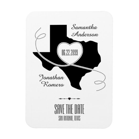 Black Texas Curling Ribbon Save the Date Magneet (Verticaal)