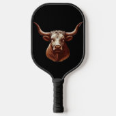 Black Texas longhorn Pickleball Paddle (Voorkant)