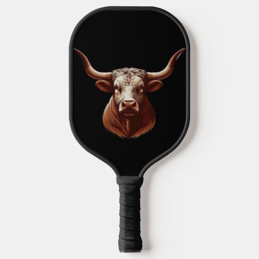 Black Texas longhorn Pickleball Paddle (Voorkant)