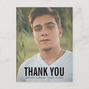Black Text Male Hartelijk dank Afstuderen Briefkaa Briefkaart