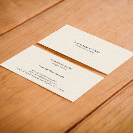 Black Text On Beige Linen Immigration Attorney Visitekaartje