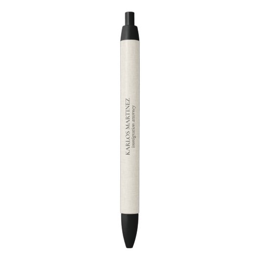 Black Text On Beige Linen Immigration Attorney Zwarte Inkt Pen (Voorkant Verticaal)