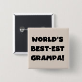 Black Text 's Werelds Beste Grampa T-shirts Gesche Vierkante Button 5,1 Cm (Voorkant /achterkant)