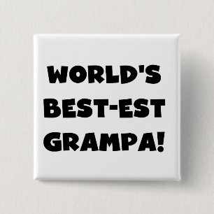 Black Text 's Werelds Beste Grampa T-shirts Gesche Vierkante Button 5,1 Cm