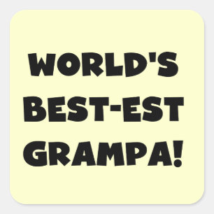 Black Text 's Werelds Beste Grampa T-shirts Gesche Vierkante Sticker