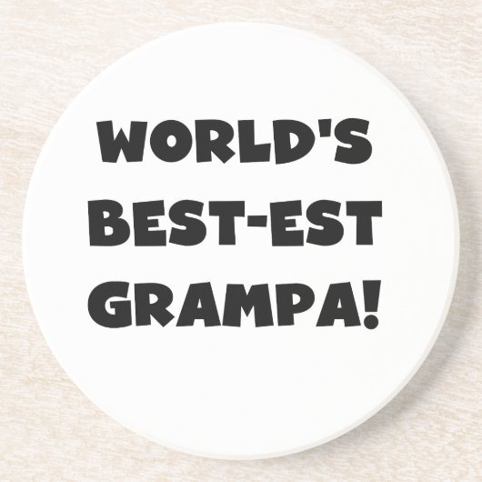 Black Text 's Werelds Beste Grampa T-shirts Gesche Zandsteen Onderzetter (Voorkant)
