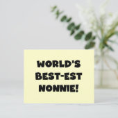 Black Text 's Werelds beste Nonnie Gifts Briefkaart (Staand voorkant)