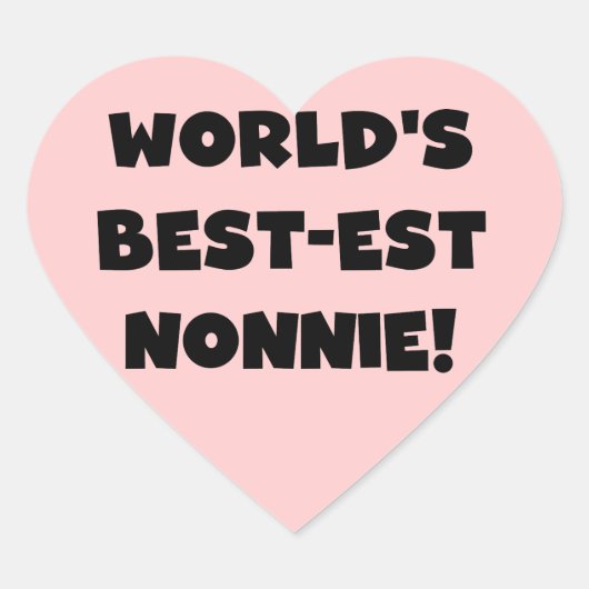 Black Text 's Werelds beste Nonnie Gifts Hart Sticker (Voorkant)