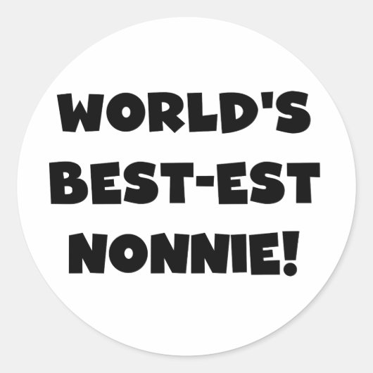 Black Text 's Werelds beste Nonnie Gifts Ronde Sticker (Voorkant)