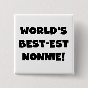 Black Text 's Werelds beste Nonnie Gifts Vierkante Button 5,1 Cm