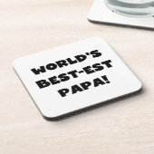 Black Text 's Werelds Beste Papa Tshirts en gesche Bier Onderzetter (Linkerzijde)