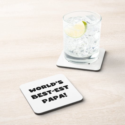 Black Text 's Werelds Beste Papa Tshirts en gesche Bier Onderzetter (Rechterzijde)