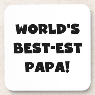 Black Text 's Werelds Beste Papa Tshirts en gesche Bier Onderzetter