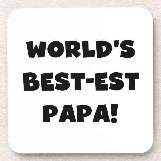 Black Text 's Werelds Beste Papa Tshirts en gesche Bier Onderzetter (Voorkant)