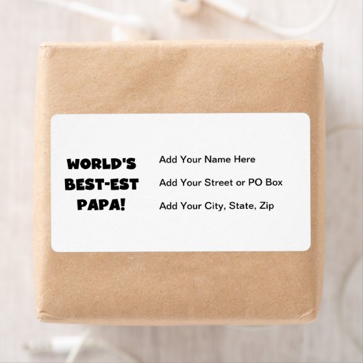 Black Text 's Werelds Beste Papa Tshirts en gesche Etiket (Insitu)